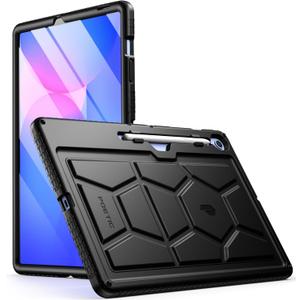 Poetic TurtleSkin Case for Samsung Galaxy Tab S10 FE Plus (2025 Release) 13.1 inch Case with S Pen Holder, Heavy Duty Shockproof Kids Friendly Protective Silicone Cover, Black