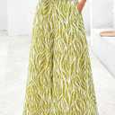 PRETTYGARDEN Women's 2025 Summer Flowy Wide Leg Palazzo Pants Dressy Casual Elastic High Waisted Pockets Boho Beach Trousers (Floral White Green,XX-Large) 