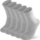 FGZ Mens Crew Socks Breathable Cotton Soft Casual Thin Socks for Work,Sport & Everyday Wear,5 Pairs, (Light Grey,10-13)