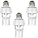 Hortsun 3 Pieces Hortsun Motion Sensor Light Socket Smart Screw in Light Bulb Outlet Compatible with E26/e27 Motion Activated Bulb Holder Adapter Automatic Control for Garage Storage Room (white, silver)