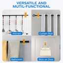 No Drill Curtain Rod Brackets, (10-Pack) Gold Self Adhesive Curtain Rod Holders Nail-Free No-Screw, Adjustable Hangers Hooks for Curtain Rods up to 1.18" Dia
