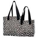ONEART Daisy Flower PVC Tote Bag, Small Clear PVC Handbag for Beach Vacation Shopping, Waterproof Purse Bag, Black