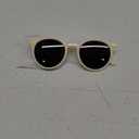 Vintage Polarized Horn Rimmed Round Circle Sunglasses UV400 Protection (Beige/Grey)