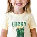 Toddler Boys St Patricks Day Shirt for Girls Funny Saint Patricks Day T-Shirts Kids Short Sleeve Tops Shamrock Tee 2-8 Years (Yellow)