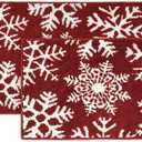 LANE LINEN Snowflake Premium Christmas Bath Rug Set 2 Piece, Extra Soft & Absorbent, Machine Washable Non Slip Shower Mat - 20'' x 32'' / 17'' x 24'' for Bathroom Floor