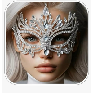 Bling Rhinestone Masquerade Mask For Women Ball Costume Crystal Face Mask Carnival Jewelry