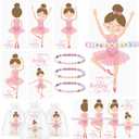 Yinkin 18 Sets Ballet Party Favors for Girls Include Polymer Clay Beaded Dance Bracelet Thank you card and gift bags Ballet Birthday Gifts Ballerina Gifts for Dance Party