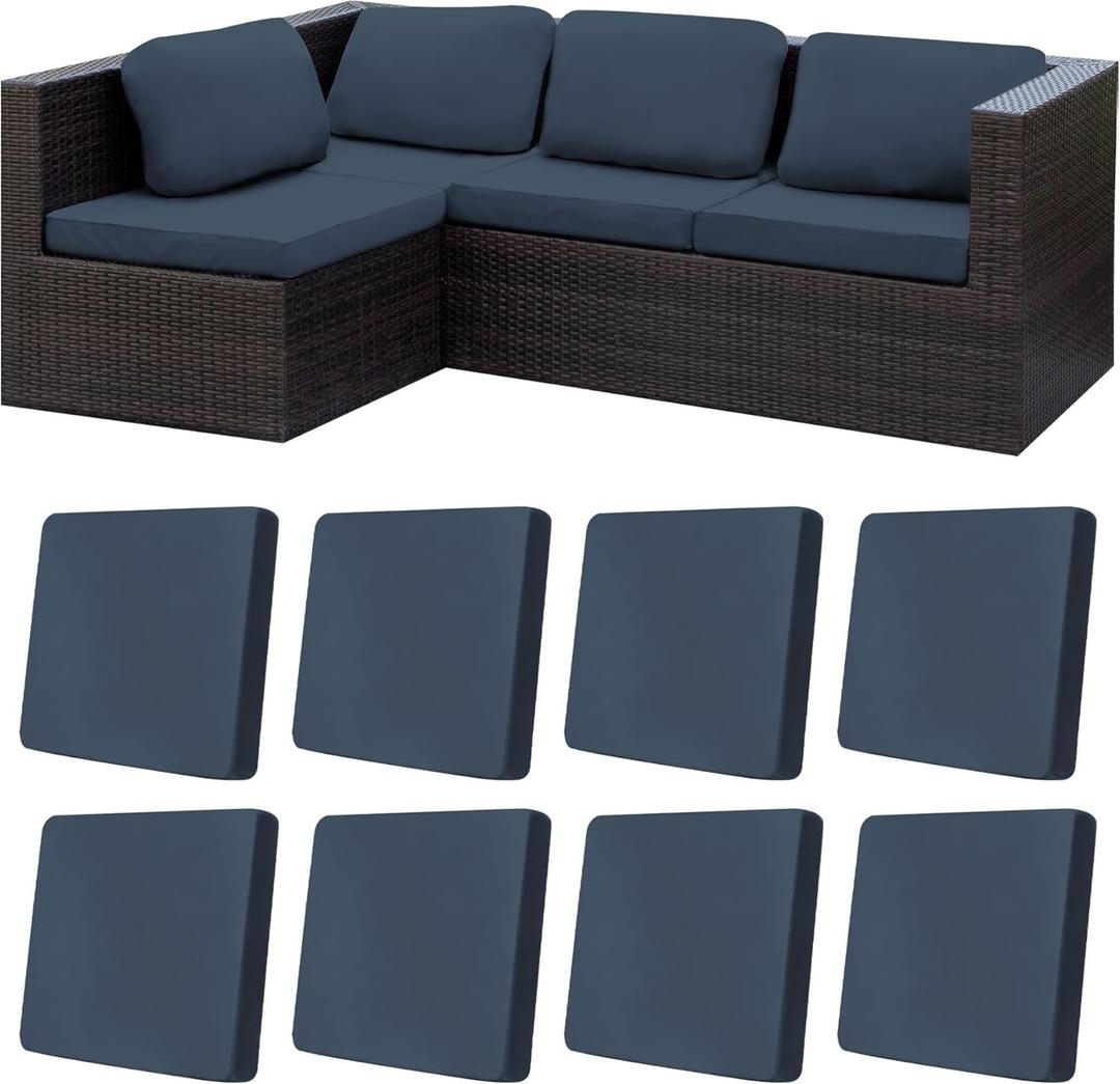 8Pcs Stretch Patio Cushion Covers, Outdoor Couch Covers Replacement, Outdoor Couch & Sofa Slipcovers, for Patio Furniture Cushion Covers, Washable Reusable Furniture Protector (Grey Blue, Cover Only)
