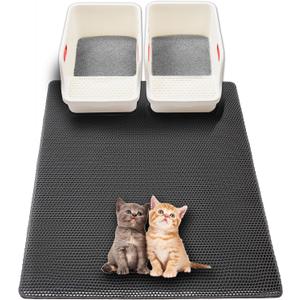Extra Large Cat Litter Mat, XL 47"x28" Litter Trapping Mat for Cat,Litter Box Matt for indoor, 2 Layer Catcher Rug for Multiple-Pet kitty Litterbox, Waterproof Urine Proof,Clean Easily,Non-Slip