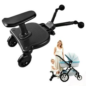 2026 New-Universal Stroller Board with Detachable Seat, 2-in-1 Sit and Stand Stroller Glider Board,360° Shock-Absorbing Swivel Wheels, 55 lbs Capacity, Fits 99% Strollers