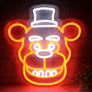 Freddy Neon Signs for Wall DecorLED Neon Lights for BedroomBirthdayChristmas Gifts for kids 5V Power Adapter 12 * 13Inch(wite+orange)