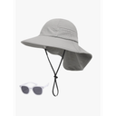 Century Star Baby Sun Hat with Sunglasses for Girls Boys Neck Flap Protection UPF 50+ Beach Hats Kids Wide Brim Outdoor Swim Cap for Toddler A4 Grey 024 Months