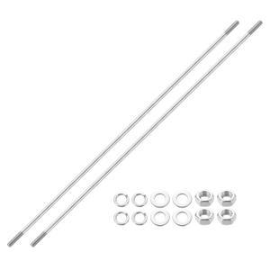 uxcell 2pcs Double Ended Stud Screws, M8x500mm 304 Stainless Steel Dual Threaded Rod Bolts with Nuts and Flat & Lock Washers Double End Threaded Stud Screw Bolt for House Maintenance