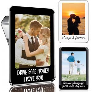 2 x 2Pcs Car Picture HolderAcrylic Magnetic Personalized Photo Display Frames with Car Visor Clip for Family, Couples, Drivers, Car Sun Visor, Fridge, Safe Driving Presents,Car Accessories