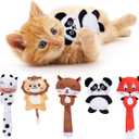 Nobleza Catnip Toys, 5Pcs Cat Chew Toys for Indoor Cats Clearance, Cute Animal Shapes Plush Kitty Teething Toys with Crinkle Paper for Pet Birthday, Interactive Kitten Kicker Toy with Organic Cat Nip (Colorful)