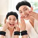 Zkptops Spa Headband for Washing Face Wristband Sponge Makeup Skincare Headband Terry Cloth Bubble Soft Get Ready Hairband for Women Girl Puffy Padded Headwear Non Slip Thick Hair Accessory(Black)