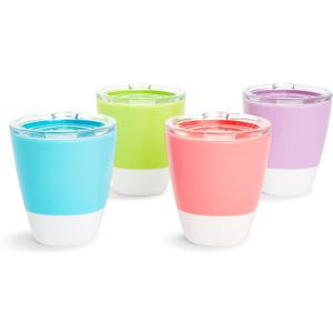 Munchkin Splash Open Toddler Cups with Training Lids, 7 Ounce, Multicolored, 4 Pack (Blue/Green/Pink/Purple)