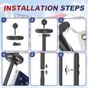 Heavy Duty Flag Pole Kit with Solar Light, 20FT 12 Gauge Hardware Flagpole for Outside House in Ground, 3x5 USA Flag for Residential Commercial Outdoor, Extra Thick Flag Poles, Black