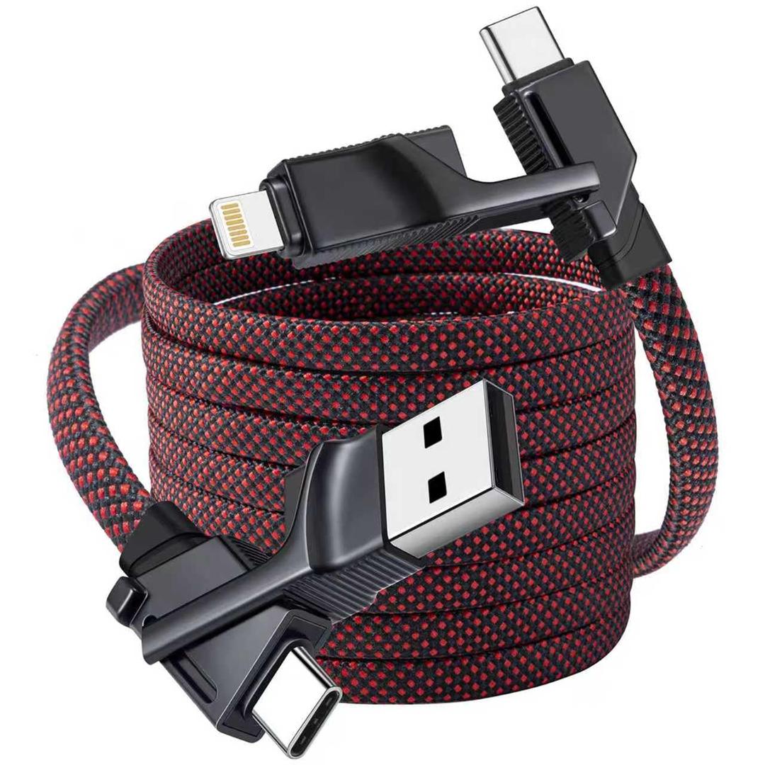 Miger 240W 4 in 1 Charging Cable,6FT USB C to Lightning Cable Braided Fast Charging Multi Chargers for All Devices with USB A/C to C/Lightning for iPhone 17 16 15 14 Pro/MacBook/iPad/Samsung S25 S24