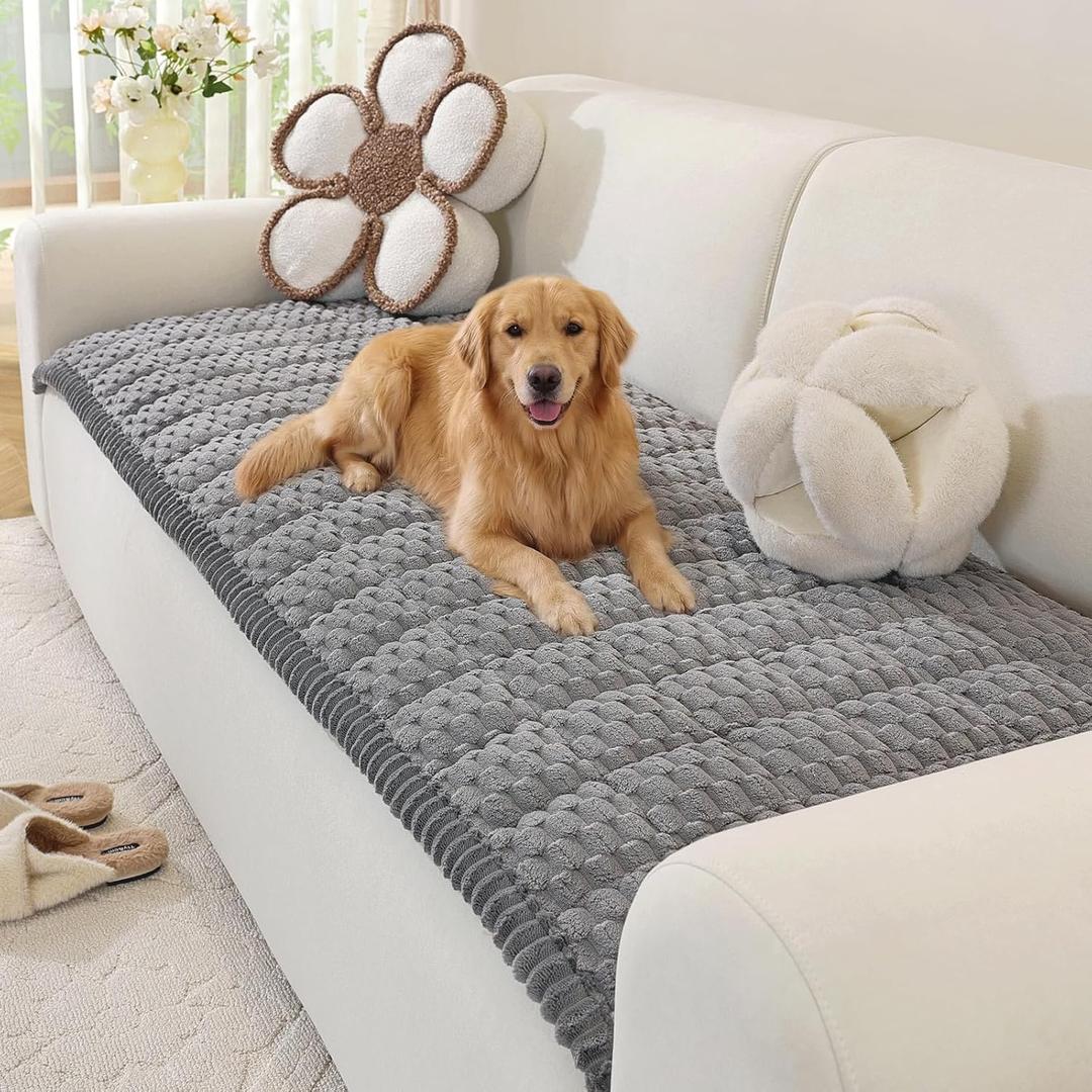 OstepDecor Washable Couch Cover for Dogs, Thick Pet Friendly Sofa Covers, Soft Couch Protector, Paw Cart Sofa Slipcovers, Cushion Protector for Leather, Sectional, Loveseat (27.6" x 47.2", Grey)