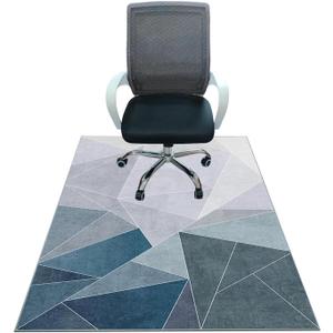 Office Chair Mat for Hardwood Floor,55"*35" Under Desk Mat, Computer Chair Rug,Anti-Slip Floor Protector for Low-Pile Carpet Home Office Blue Grey