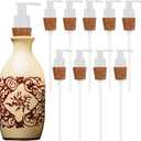 Tioncy 10 Pcs Soap Dispenser Pump with Cork Stopper Easy Press in Replacement Soap Pump Dispenser for Bottles Mason DIY Soap Lotion Jars (White)
