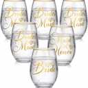Honeydak 7 Pcs Bridesmaid Wine Glasses Bridesmaid Proposal Gifts 15oz Glass Cup Tumbler for Bride Maid of Honor and Bridesmaids Wedding Bridal Shower Bachelorette Party Favors