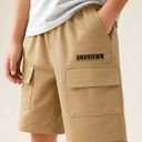 Boys Cotton Cargo Shorts Khaki Pull-On School Outdoor Shorts with Pockets 11-12 Years