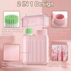 240pcs Ear Hole Cleaner, Disposable Earring Hole Cleaner, Ear Piercing Cleaner Floss & 50pcs Cotton Swabs Kit, Ear Piercing Cleaning Kit, New Piercings Aftercare, Post Exercise Hygiene Maintenance