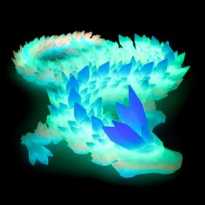 3D Printed Dragon - 24 inch Large Pearly Sheen Articulated Dragon Fidget Toy, 3D Printed Gift for Birthday, Figurine Decor(Glow Rainbow)
