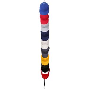 Perfect Curve Cap Rack | Over-The-Door Hat Organizer | Nine hooks holds 9-18 Caps | Baseball Cap Rack for Door | 1 Strap | Black
