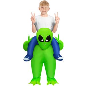 anroog Inflatable Alien Costume Kids Halloween Blow Up Ride on Alien Costumes Suit for Boys Girls Cosplay Party
