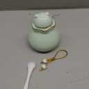 SOITIS Pet Memorial Urn for Cat or Dog Ashes - 3.54"x3.15" Elegant Ceramic Keepsake Holder with Pet-Shaped Lid & Gold Trim, Small Cyan Urn for Pet Ashes