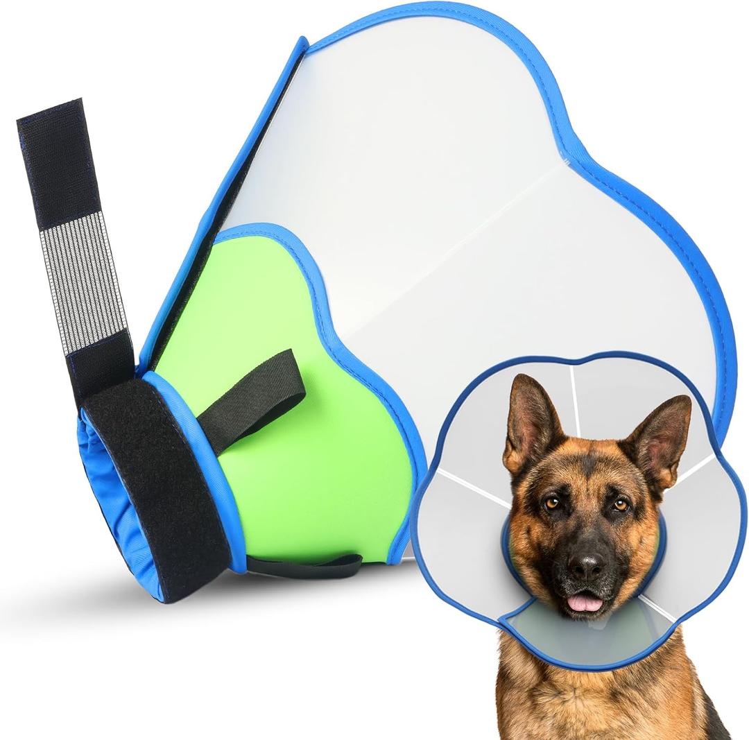 Hard & Heavy Plastic Dog Cone Collar Alternative for Extra Large Dogs(Adult Lab Golden GSD), Pet Neck Head Protective Cone Anti-Lick, Adjustable Elizabethan Recovery Collar Cone of Shame for Healing (XL(Neck Girth:16.9"-20.8"), Blue Green)