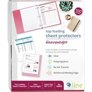 C-Line Top Loading Heavyweight Poly Sheet Protectors, Clear, 8.5 x 11 Inches, 100 per Box (62023)