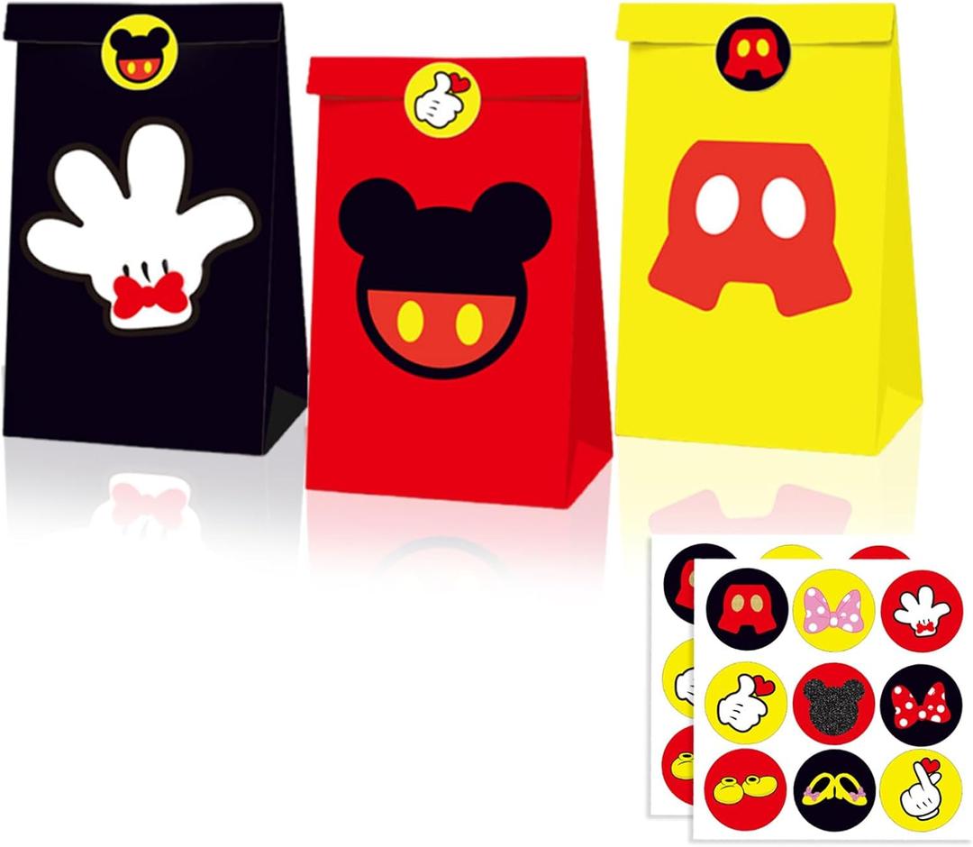 JAMNSY 24Pcs Cartoon Mouse Gift Box, Cute Party Favor Candy Boxes with Handles, for Boys and Girls Birthday Party Gift Giving & Decorations Supplies - 3 Styles