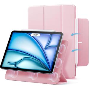 ESR for iPad Air 11 Inch Case M4/M3/M2 (2026/2025/2024), iPad Air 5th/4th Gen (2022/2020), Powerful Magnetic Attachment, Slim Trifold Stand Case, Auto Wake/Sleep, Durable Protection, Pink