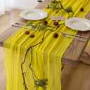 2 x Yellow Table Runner Rustic Gauze Cheesecloth Table Runner 120 Inch 10 FT for Wedding Baby Shower Bridal Shower Engagement Garden Party Long Sheer Home Decorations