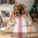 Christmas Table Runner 13 x 60 Inch for Dining Table, Boho dcor Coffee Table Runner with Handcrafted Tassels, red and Beige Stripe Table Runner for Holiday, Winter