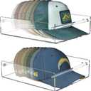 FEMELI 2 Packs Hat Organizer for Baseball, Each Acrylic Hat Racks Organizer Fit 10 Caps, Sturdy Wall Mount Holder for Men Baseball Cap Storage (Clear)