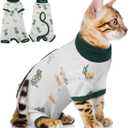 QBLEEV Cat Recovery Suit for Post Surgery, Spay Neuter Onesie for Cats | Soft stretchy cotton, anti-lick surgical shirt for skin diseases, pajamas for abdominal wound, kitten cone alternative, S-XL