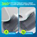 Silicone Toilet Brush, L-Shaped Toilet Brush and Holder Set, Bathroom Toilet Brush with Long Non-Slip Handle, Wall Mounted or Floor Standing Design, for Home and RV Use