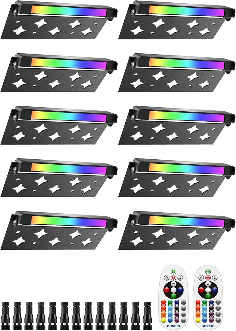 5W RGB Retaining Wall Lights,7 inch LED Hardscape Lighting,Color Changing Low Voltage Landscape Lights,12V Step Lights Outdoor Waterproof Patio Walls Stairs Lighting,12-Pack with Connectors