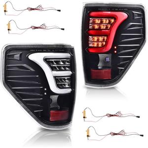 G-PLUS Tail Light Assembly w/Wiring Harness Compatible with Ford F150 2009-2014,Only Fit LED Style,Rear Brake Parking Lamps Left & Right Clear lens Black Housing Luces Traseras, Faros Traseros