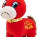 Year of The Horse 2026 Plush, 7.87in Funny Smiling/Crying Horse Plushie Figurine, Lucky Chinese Lunar New Year Mascot Zodiac Ornament for Home Store Tabletop Decor, Red (Crying Horse)