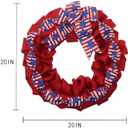 20 Inch 4th of July Wreath Patriotic Burlap Wreaths for Front Door Red White Blue Memorial Day American Flag Wreath with Bowknot 4th of July Decorations Outdoor