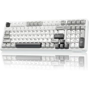 AULA F99 Wireless Mechanical Keyboard,Tri-Mode BT5.0/2.4GHz/USB-C Hot Swappable Custom Keyboard,Pre-lubed Linear Switches,RGB Backlit Computer Gaming Keyboards for PC/Tablet/PS/Xbox (Black&Grey&White)