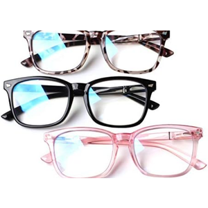 Henotin Pack of 3 Blue Light Blocking Reading Glasses Women Men, Spring Hinge Computer Readers, Anti UV Ray Square Nerd Eyeglasses (Mixed Color, 0.50, Diopters)