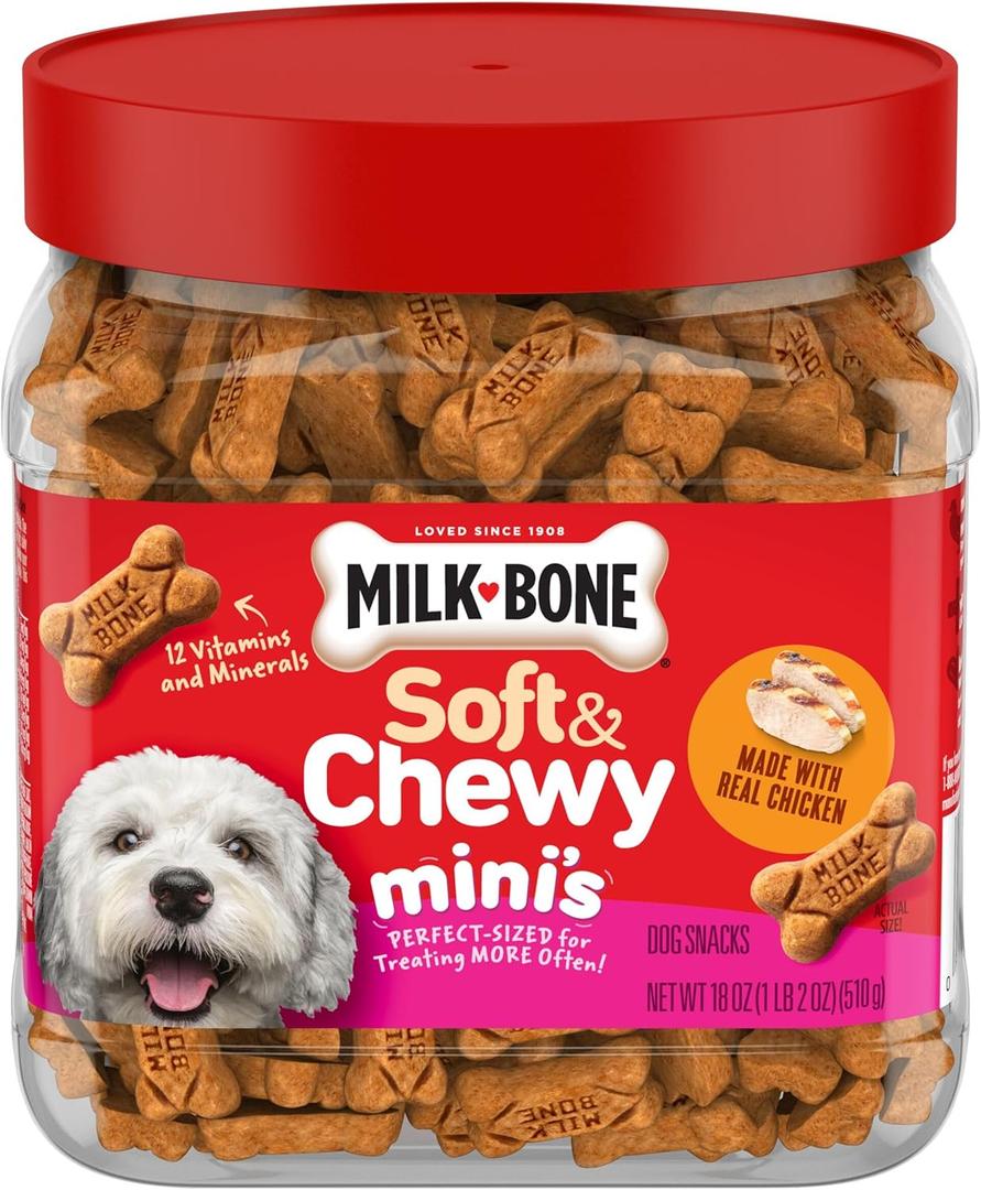 Milk-Bone Soft & Chewy Minis Dog Treats, Made with Real Chicken, 18 Ounce Canister (EXP 08/15/26)