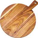 Large Acacia Wood Cutting Board with Handle 17''X13'', Charcuterie Board, Serving Board, Chopping Board for Meat, Cheese, Bread, Vegetables & Fruits (Round)